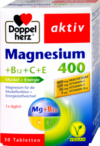 Doppelherz aktiv Magnesium 400 + B12 + C + E Muskelfunktion + Energiestoffwechsel